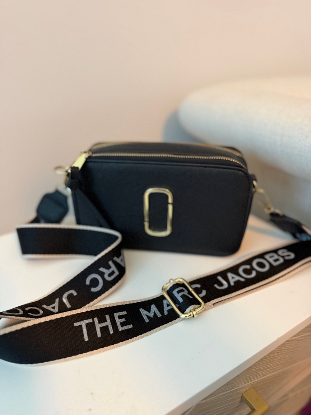 Marc Jacobs Black Camera Crossbody with Logo Strap